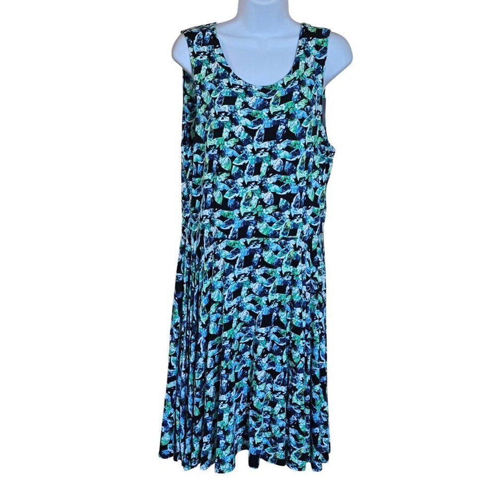 Sleeveless Jewel tone Print pattern Dress Keyhole Back nautical beach fairycore